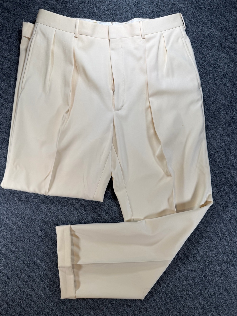 Vintage Polo Ralph Lauren Italy Virgin Wool Men's Pleated Dress Pants Cream 36